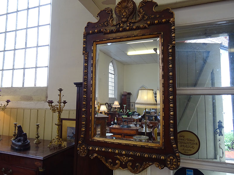 Walnut and Gilt Mirror